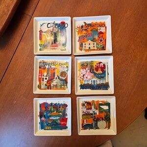 Crate&Barrel Road Trip Multicolor City Art Plates
